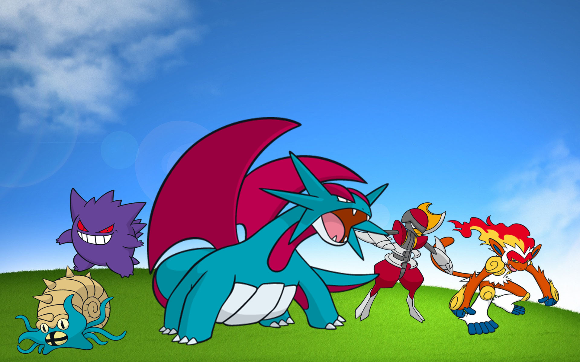 Omastar, Gengar, Salamence, Bisharp, Infernape.jpg