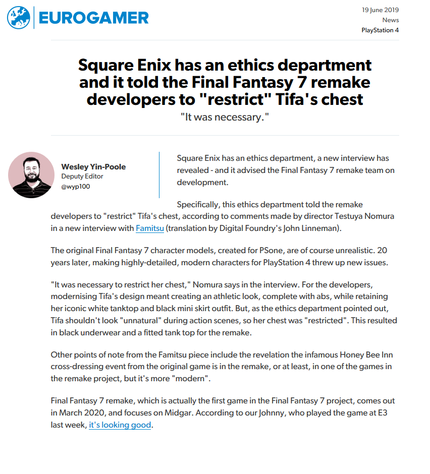 Square Enix has an ethics department and it told the Final Fantasy 7 remake developers to rest...png